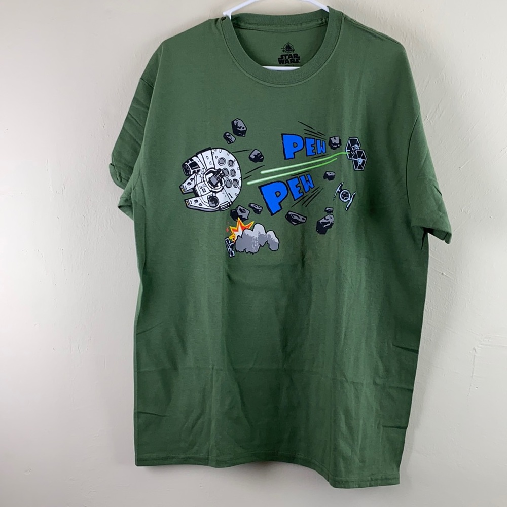 NWOT Star Wars Millenium Falcon Army Green Shirt